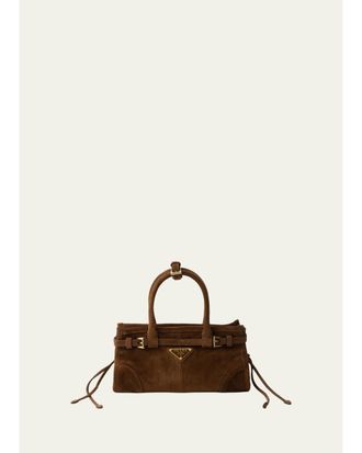 Prada Bonnie Belted Suede Top-Handle Bag