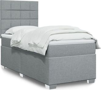 vidaXL Cama Box Spring Con Colch&oacute;n Tela Gris Claro 90x190 Cm Vidaxl