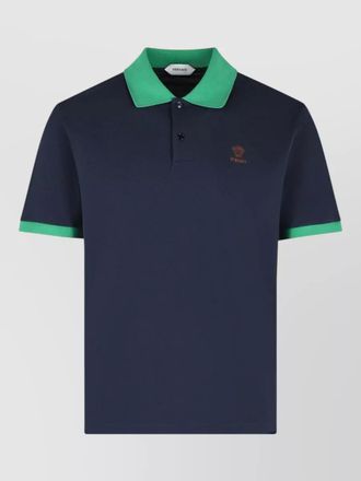 Versace cotton polo shirt contrasting collar short sleeves