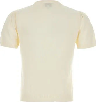 Ganni Womens Short-Sleeve Cotton Sweater White Tops Top