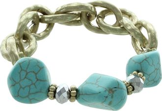 Olivia Welles Stretch Link Bracelet with Resin Beads in Burnished Gold /Turquoise at Nordstrom Rack