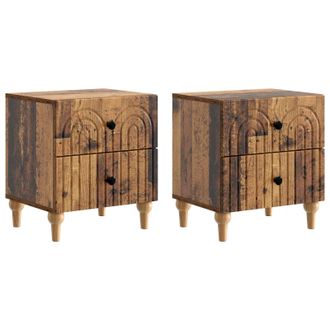 vidaXL Armario De Noche 2 Pcs Madera Envejecida 43 X 34,5 X 48 Cm Vidaxl