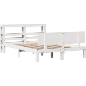 vidaXL Bed Frame with Headboard without Mattress White 140x190 cm Vidaxl