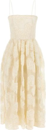 Rotate Rotate Birger Christensen, Kleedjes, Dames, Wit, S, Polyester, Jurk met bloemenmesh