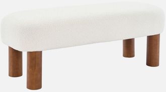 Sweeek Banco, Final De Cama, Madera De Caucho Y Tejido Borreguito