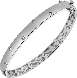 LuvMyJewelry Starlit Grace 0.07 Ct Diamond Bangle in 925 Sterling Silver