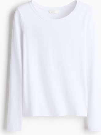 H&M Figurnahes Baumwollshirt - White