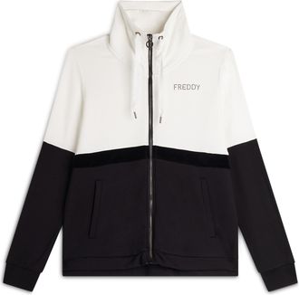 Freddy Felpa da donna Zip e Collo Alto con Banda in Velluto