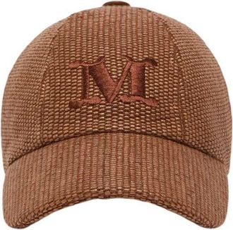 Max Mara baseballpet met raffia-effect amberbruin