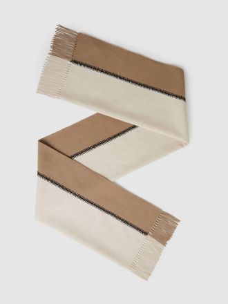 Reiss Camel Lambswool Whipstitched Scarf