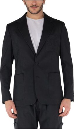 Palm Angels Jassen, Heren, Zwart, L, Katoen, Monogram Blazer Jas