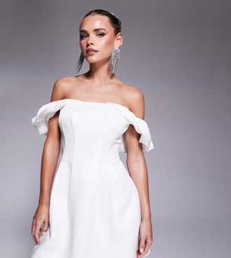 Forever New Vestito corto con spalle scoperte-Bianco