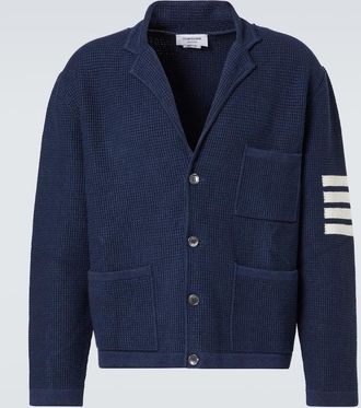 Thom Browne 4-Bar linen and cotton-blend cardigan