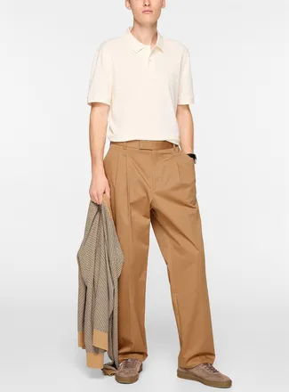 BOSS Mens Wide-leg pleated chinos