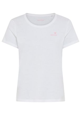 Mustang T-Shirt MUSTANG, Damen, Gr. XL, general wei&szlig;, Jersey, Obermaterial: 100% Baumwolle, normal normal, Rundhals, Shirts T-Shirt, Trageangenehme Baumwollqu