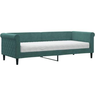vidaXL Sof&aacute; Cama Con Colch&oacute;n Terciopelo Verde Oscuro 80x200 Cm Vidaxl
