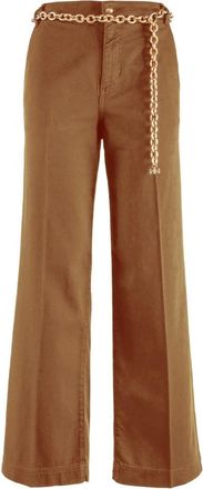 Nenette Rechte broek met kettingriem - Dames - Broeken - Bruin - Maat: W26 Katoen