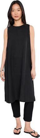 Eileen Fisher Organic Handkerchief Linen Round Neck Tunic Womens Clothing Black : XL