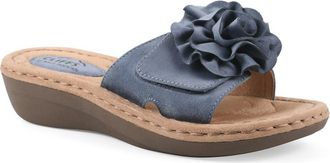 White Mountain Casmyn Floral Mini Wedge Sandal - Wide Width Available in Periwinkle/Fabric at Nordstrom Rack, Size 7.5