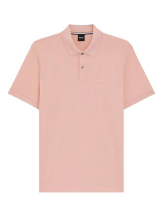 BOSS Polo in cotone con ricamo - Rosa