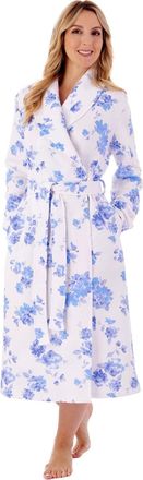 Slenderella HC01318 Womens Blue Floral Cotton Dressing Gown XXLarge
