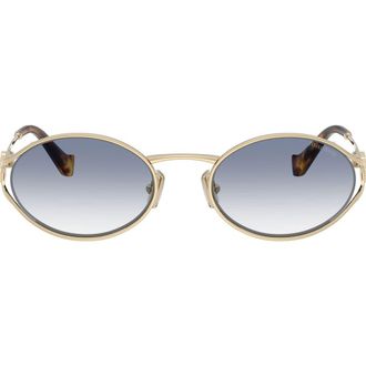 Miu Miu 54mm Gradient Oval Sunglasses in Gold /Clear Gradient /Blue at Nordstrom