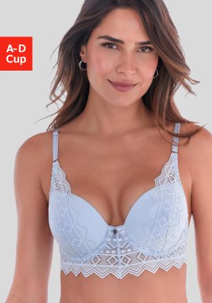 s.Oliver Push-up-BH S.OLIVER Romane, Damen, Gr. 70, Cup C, eisblau, Spitze, Obermaterial: 54% Polyamid, 37% Polyester, 9% Elasthan, BHs Push-up-BH, mit B&uuml;gel u