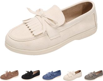 Generic Womens Moccasins, Laceless, Walking Shoes, Ballerinas with Bow, Soft Sole, Suede Shoes, Low Shoes, Round Toe, Flat Sole, Boat Shoes, Lightweight Loafe