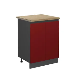 Vicco Mueble Bajo De Cocina R-line, Rojo, 60 Cm, Et Roble