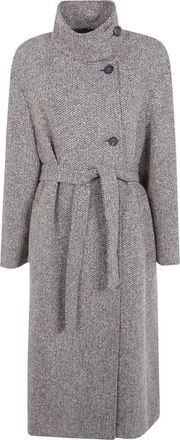 Brunello Cucinelli Belted Coats - Dames - Jas met riem - Grijs - M - Jassen