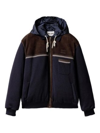 Miu Miu drawstrings hooded jacket - Blue