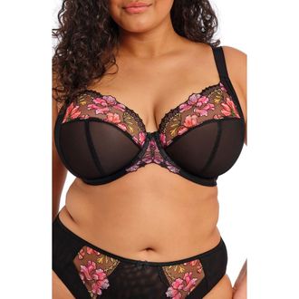 Elomi Teagan Full Figure Underwire Plunge Bra in Black/Rainbow at Nordstrom, Size 42Dd
