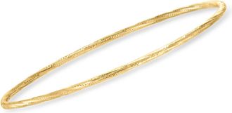 Canaria Canaria Italian 10kt Yellow Gold Textured and Polished Bangle Bracelet
