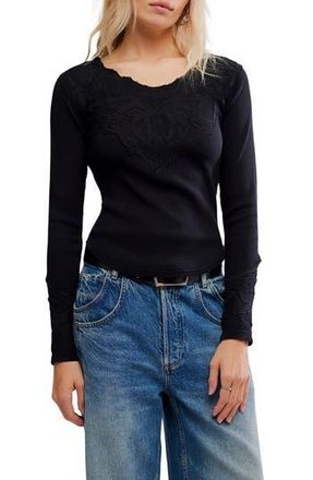 Free People Butterfly Thermal Top in Black at Nordstrom Rack, Size X-Small