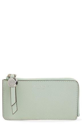Tory Burch Romy Leather Zip Card Case in Light Green at Nordstrom