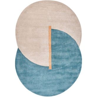 Beliani Area Rug Beige and Blue Viscose and Wool Irregular 160 x 230 cm Modern Glam Style AYUJ