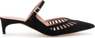 Malone Souliers Bardot 40 Suede Mules - Black - 39 (IT39 / UK6)