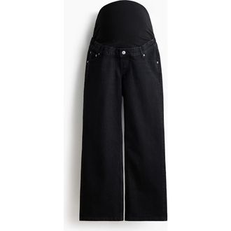 H&M Mama Straight Ankle Jeans in Black at Nordstrom, Size Medium