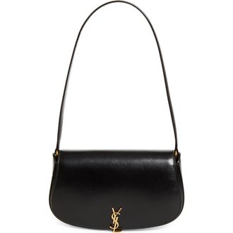 Saint Laurent Mini Cassandre Flap Leather Shoulder Bag in Noir at Nordstrom