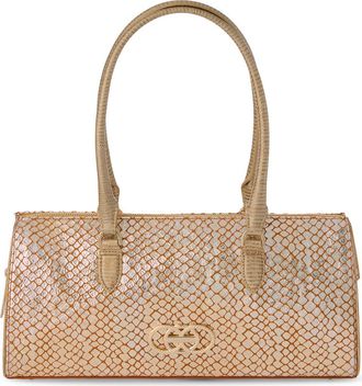 Brahmin Sophia Croc Embossed Leather Satchel in Gold at Nordstrom