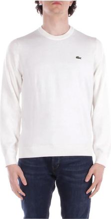 Lacoste Logo Front Sweaters - Heren - Ronde hals truien - Wit - 2XL - Katoen - Truien & Vesten