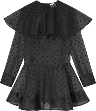 Ganni Abito corto a pois con ruches - Nero