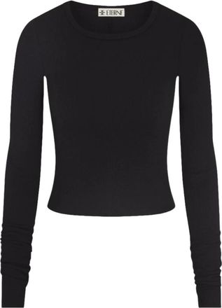 &Eacute;terne Fitted Crewneck Long Sleeve T-Shirt - Dames - Longsleeves - Zwart - S - Katoen - Tops