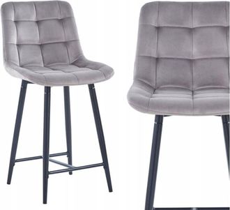 OEM Taburete De Terciopelo Gris H1-fx (estructura Negra)