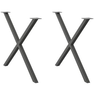 vidaXL Vidaxl - Patas Para Mesa De Comedor En Forma De X (2 Unidades), Antracita, 90 X (72-73) Cm, Acero