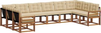 vidaXL Conjunto De Sof&aacute;s De Exterior 10 Uds. Natural Y Beige Vidaxl