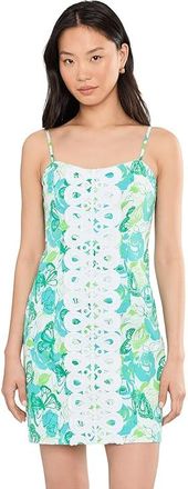 Lilly Pulitzer Shelli Stretch Dress Womens Dress Resort White Monarch Rose : 10, Cotton/Spandex