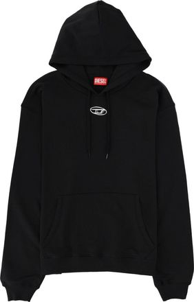 Diesel Regular Fit Black Hoodie with Drawstring and Logo Detail