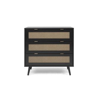 Calicosy C&oacute;moda 3 cajones impresi&oacute;n rejilla y negro - 80 x 80 cm