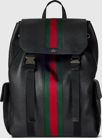 Gucci Web Trademark Medium Backpack, Black, Leather